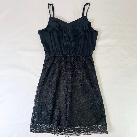 Xhilaration Size S Black Ruffle and Lace Dress Sleeveless Mini Lined - Picture 4 of 13